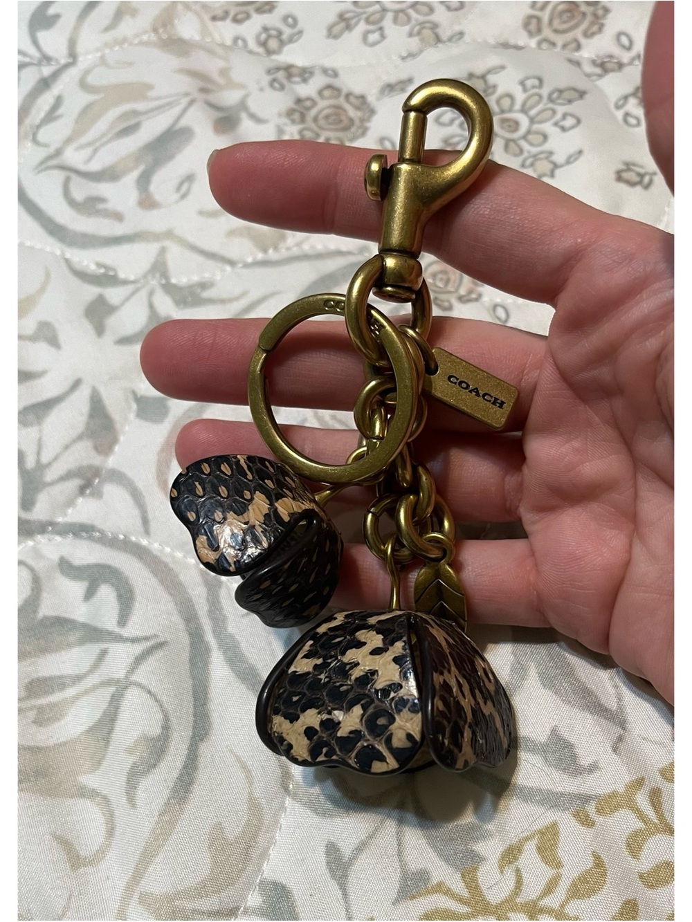 RARE Coach Snakeskin Tea Rose Bag Charm!